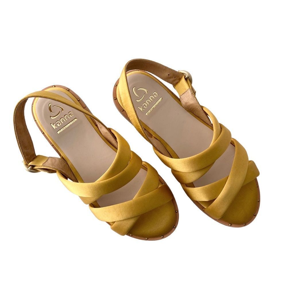 NEW Kanna Mustard Tan Suede Espadrille Sandals Made in Spain in Size EU 38